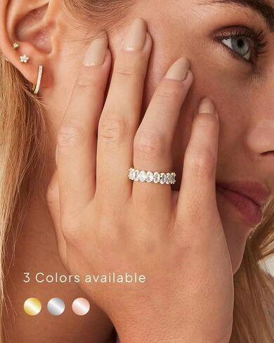Cubic Zirconia Eternity Ring for Women, Wedding Band Style, Continuous Diamond Design, Gold, Sizes 4-9 in Saudi Arabia