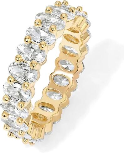 Cubic Zirconia Eternity Ring for Women, Wedding Band Style, Continuous Diamond Design, Gold, Sizes 4-9 in Saudi Arabia