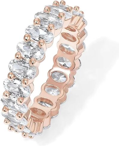 Cubic Zirconia Eternity Ring for Women, Wedding Band Style, Continuous Diamond Design, Gold, Sizes 4-9 in Saudi Arabia