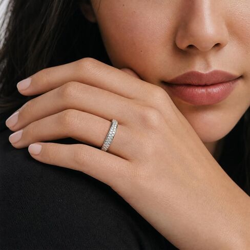 MSBLUE 1.5CT صف مزدوج مويسانيتي خاتم الزفاف الخلود in Kuwait