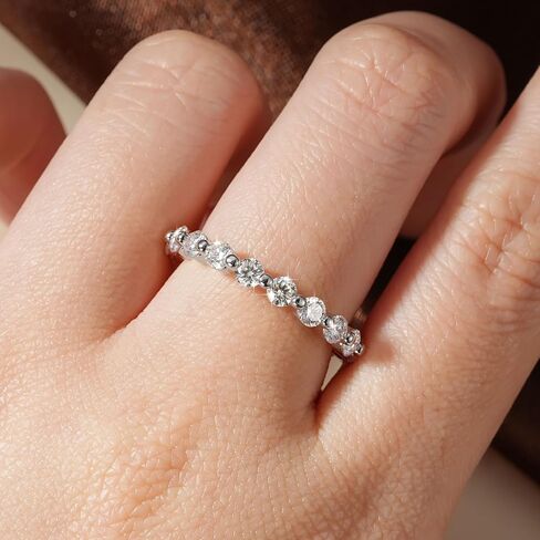 3mm Full Moissanite Eternity Ring Wedding Band for Women, 1.8CTTW D Color VVS1 Clarity Moissanite 14K Gold-Plated Wedding Ring for Wife Mom Anniversary Birthday Gifts in Kuwait
