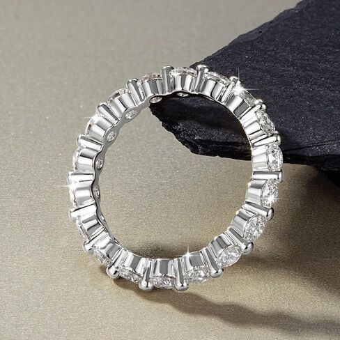 3mm Full Moissanite Eternity Ring Wedding Band for Women, 1.8CTTW D Color VVS1 Clarity Moissanite 14K Gold-Plated Wedding Ring for Wife Mom Anniversary Birthday Gifts in Kuwait