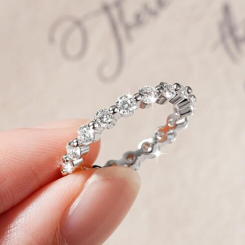 3mm Full Moissanite Eternity Ring Wedding Band for Women, 1.8CTTW D Color VVS1 Clarity Moissanite 14K Gold-Plated Wedding Ring for Wife Mom Anniversary Birthday Gifts in Kuwait