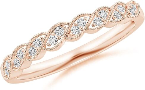 Lab Grown Diamond Twisted Half Eternity Vintage Style Wedding Ring in Silver/ 14K Gold/Platinum | April Birthstone Jewelry, Valentine, Birthday, Anniversary, Christmas Gift For Women in Saudi Arabia