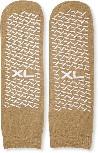 Double Tread Non-Skid Safety Socks – X-Large Beige (4 Pairs) / Unisex | Non-Slip | Hospital, Home, or Yoga Use in Saudi Arabia