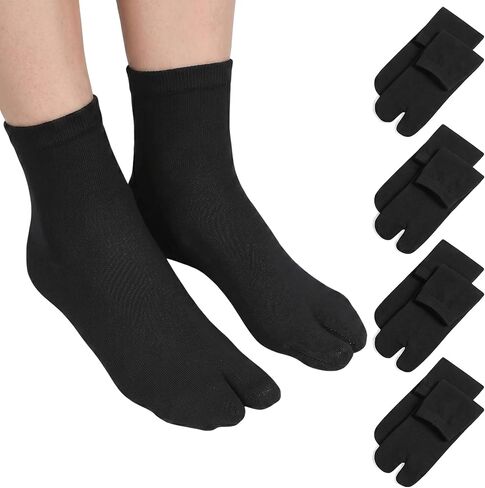4 Pairs of Cotton Flip Flop Socks for Men, Elastic Tabby Socks for Flip Flops, Black Split Toe Sock for Men Women Casual Wear, Home in Kuwait