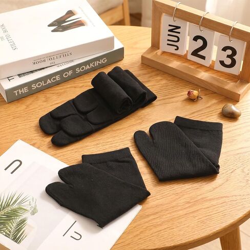 4 Pairs of Cotton Flip Flop Socks for Men, Elastic Tabby Socks for Flip Flops, Black Split Toe Sock for Men Women Casual Wear, Home in Kuwait