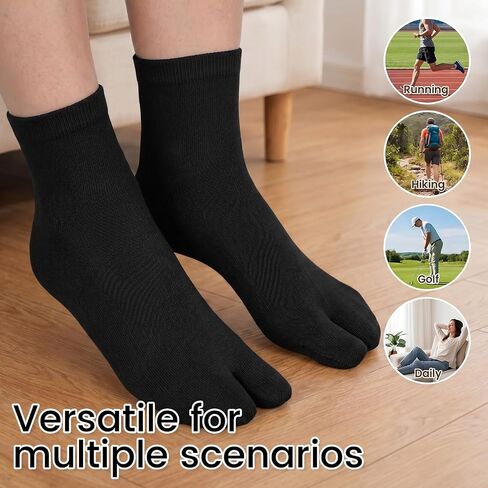 4 Pairs of Cotton Flip Flop Socks for Men, Elastic Tabby Socks for Flip Flops, Black Split Toe Sock for Men Women Casual Wear, Home in Kuwait