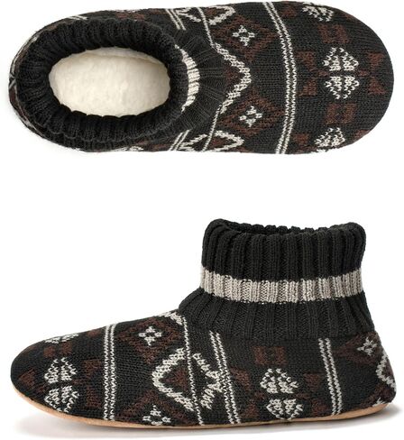 Cozylook Mens Slippers Indoor Soft Sole Fuzzy Slipper Socks with Non Slip Gripper Soles Warm Sherpa Lined in Kuwait