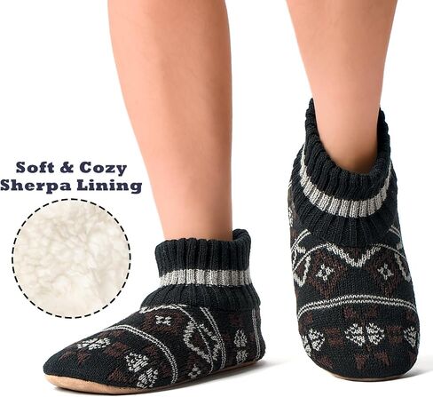 Cozylook Mens Slippers Indoor Soft Sole Fuzzy Slipper Socks with Non Slip Gripper Soles Warm Sherpa Lined in Kuwait