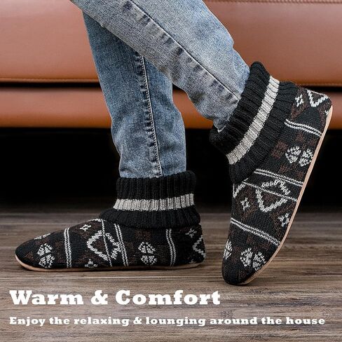 Cozylook Mens Slippers Indoor Soft Sole Fuzzy Slipper Socks with Non Slip Gripper Soles Warm Sherpa Lined in Kuwait