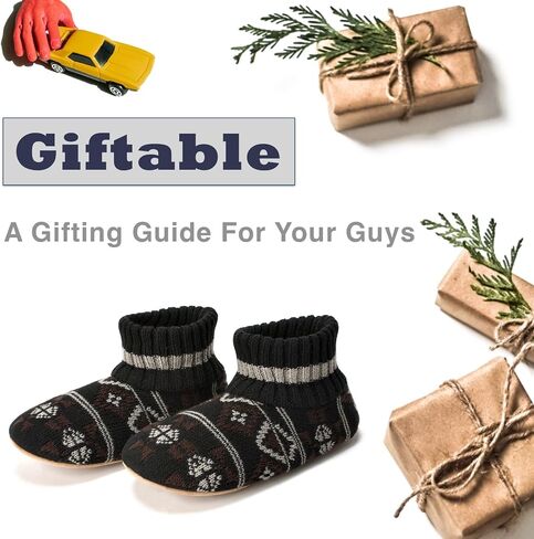 Cozylook Mens Slippers Indoor Soft Sole Fuzzy Slipper Socks with Non Slip Gripper Soles Warm Sherpa Lined in Kuwait