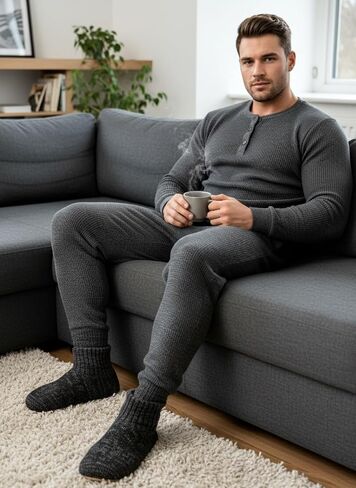 Cozylook Mens Slippers Indoor Soft Sole Fuzzy Slipper Socks for Men Non Slip Gripper Soles Warm Sherpa Lined Size 10-11 in Kuwait