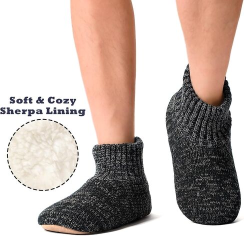 Cozylook Mens Slippers Indoor Soft Sole Fuzzy Slipper Socks for Men Non Slip Gripper Soles Warm Sherpa Lined Size 10-11 in Kuwait