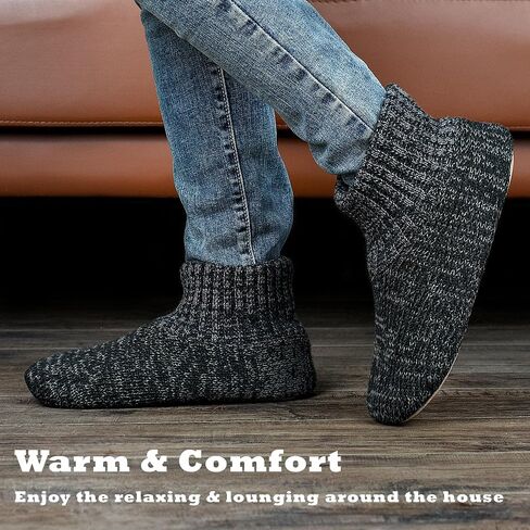 Cozylook Mens Slippers Indoor Soft Sole Fuzzy Slipper Socks for Men Non Slip Gripper Soles Warm Sherpa Lined Size 10-11 in Kuwait