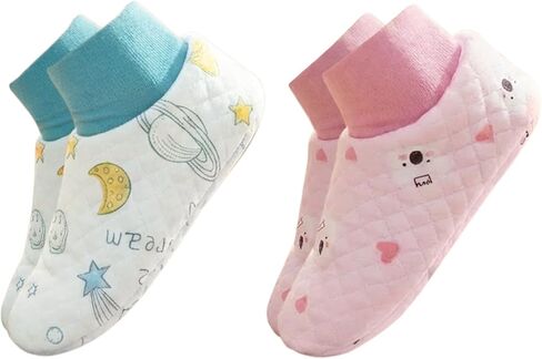 CutiePlusU Slipper Socks 2 Pairs for Women Men Warm Floor Socks Toddlers Crew length in Kuwait
