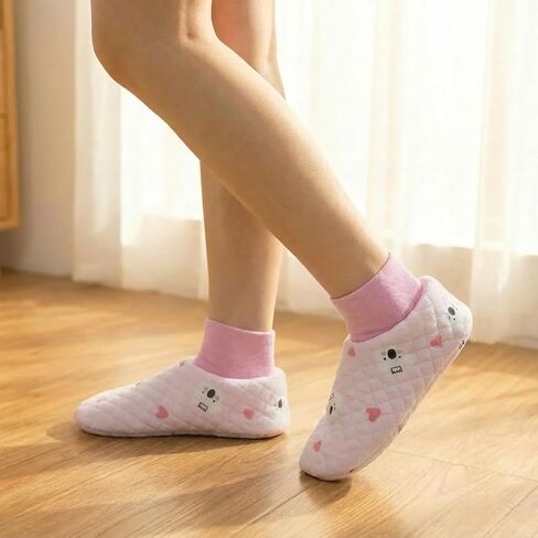 CutiePlusU Slipper Socks 2 Pairs for Women Men Warm Floor Socks Toddlers Crew length in Kuwait