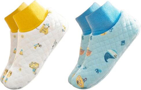 CutiePlusU Slipper Socks 2 Pairs for Women Men Warm Floor Socks Toddlers Crew length in Kuwait