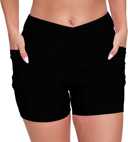 JOYBIK Women's 5" High Waisted Boyshort Swim Board Shorts (Available in Plus) Swimsuits Bottoms in Saudi Arabia