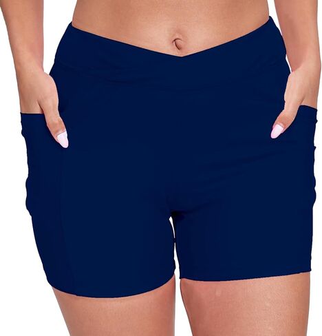 JOYBIK Women's 5" High Waisted Boyshort Swim Board Shorts (Available in Plus) Swimsuits Bottoms in Saudi Arabia
