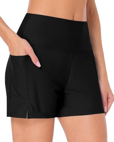 Moozava Women's 3"/5"/7"/9" Swim Board Shorts High Waisted Quick Dry Swimsuits Bottoms Swimming Trunks with Pockets Liner in Saudi Arabia