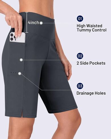 Moozava Women's 3"/5"/7"/9" Swim Board Shorts High Waisted Quick Dry Swimsuits Bottoms Swimming Trunks with Pockets Liner in Saudi Arabia