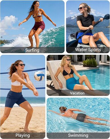 Moozava Women's 3"/5"/7"/9" Swim Board Shorts High Waisted Quick Dry Swimsuits Bottoms Swimming Trunks with Pockets Liner in Saudi Arabia