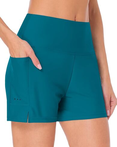 Moozava Women's 3"/5"/7"/9" Swim Board Shorts High Waisted Quick Dry Swimsuits Bottoms Swimming Trunks with Pockets Liner in Saudi Arabia
