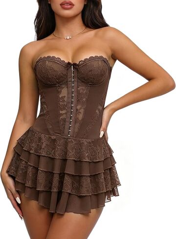 Lace Corset Dress for Women Strapless Tube Top Going Out Mini Dress with Built-in Shorts for Night Out Club Party in Saudi Arabia