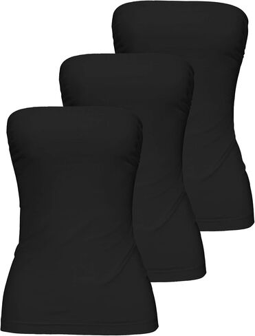 TAIPOVE Women's Tube Tops Cotton Strapless Long Length Sexy Cute Summer Bandeau Shirts 3 Packs in Kuwait