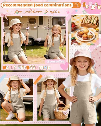 Girl's Rompers Linen Sleeveless Jumpsuits 5-14 Years Overalls Shorts with Pockets Cute Teen Summer Clothes in Kuwait