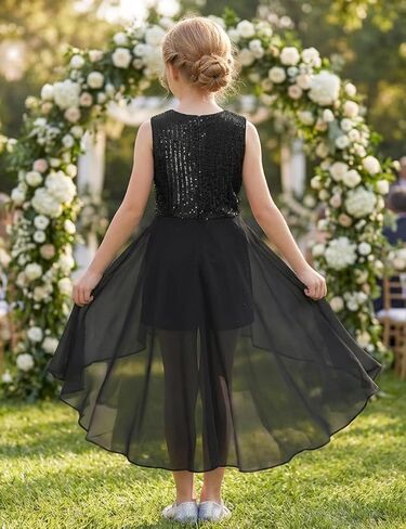 Noomelfish Girls Sequin Jumpsuit Sparkly Dance Formal Party Pageant Romper Prom Dress (5-14 Years) in Kuwait
