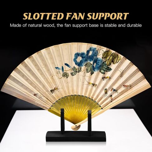 Fan Holder, Fan Display Stand, Display Base Japanese Style Black 4.33X2.36X1.37In Lightweight Home Storage in Kuwait