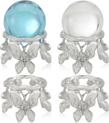 Hicarer 4 Pcs Metal Butterfly Crystal Ball Stand Silver Sphere Holder Butterfly Shape Ball Egg Base Modern Minimalist Metal Art Crafts for Sphere Globe Home Decor, Desk & Shelf Display in Kuwait