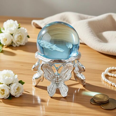Hicarer 4 Pcs Metal Butterfly Crystal Ball Stand Silver Sphere Holder Butterfly Shape Ball Egg Base Modern Minimalist Metal Art Crafts for Sphere Globe Home Decor, Desk & Shelf Display in Kuwait