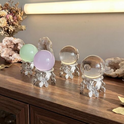 Hicarer 4 Pcs Metal Butterfly Crystal Ball Stand Silver Sphere Holder Butterfly Shape Ball Egg Base Modern Minimalist Metal Art Crafts for Sphere Globe Home Decor, Desk & Shelf Display in Kuwait