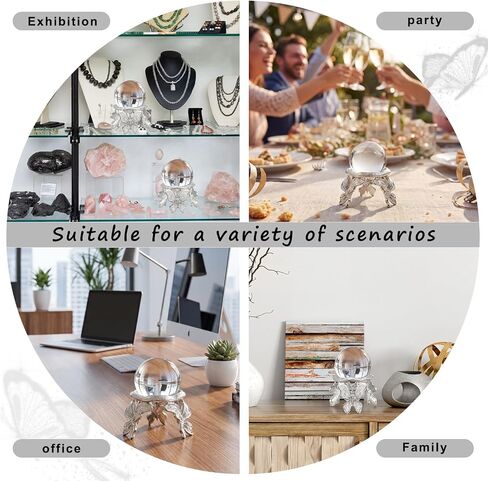 Hicarer 4 Pcs Metal Butterfly Crystal Ball Stand Silver Sphere Holder Butterfly Shape Ball Egg Base Modern Minimalist Metal Art Crafts for Sphere Globe Home Decor, Desk & Shelf Display in Kuwait