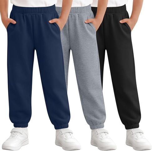 3 Pack Boys' Sweatpants Lightweight Jogger Pants Kids Casual Athletic Comfy Baggy Pants with Pockets in Kuwait