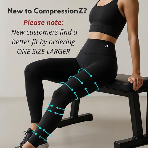 CompressionZ Women’s High Waisted Compression Leggings Bundle (Charcoal Gray + Black with Pockets, Firm Support, Tummy Control, Sweat-Wicking, Non-See-Through Workout & Recovery, Medium in Saudi Arabia