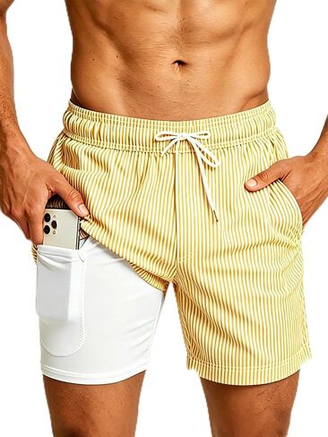 TUVEKE Mens Swim Trunks Quick Dry Compression Liner 5 Inch Board Shorts with Zip Pockets Men's Swim Suits Beach Shorts S-XXL in Saudi Arabia