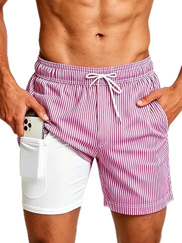TUVEKE Mens Swim Trunks Quick Dry Compression Liner 5 Inch Board Shorts with Zip Pockets Men's Swim Suits Beach Shorts S-XXL in Saudi Arabia