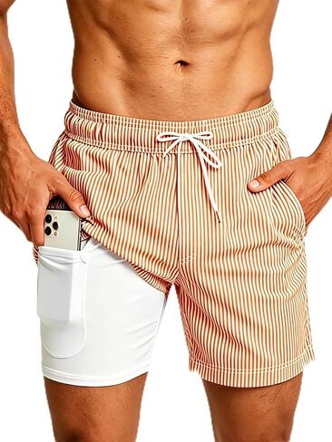 TUVEKE Mens Swim Trunks Quick Dry Compression Liner 5 Inch Board Shorts with Zip Pockets Men's Swim Suits Beach Shorts S-XXL in Saudi Arabia