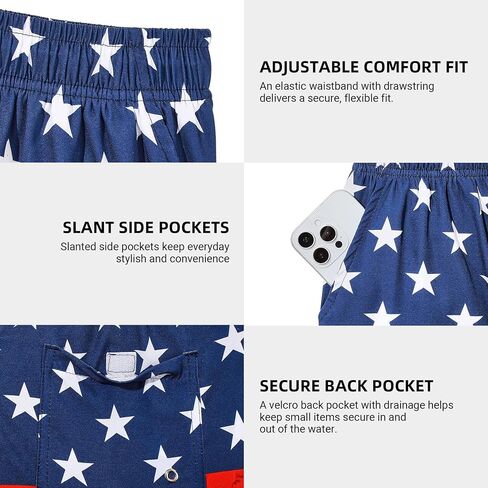American Trends Mens Swim Trunks with Compression Liner Board Shorts for Men Quick Dry Swimsuits Bathing Suit Swimwear in Kuwait