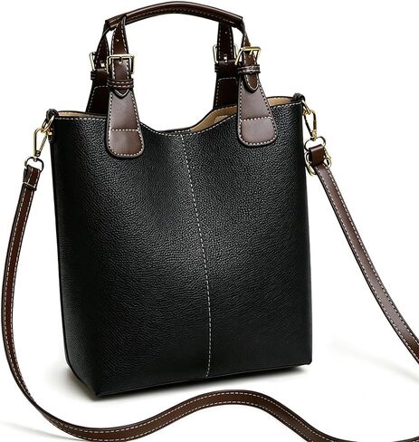 Fashion Pu Leather Bucket Bag For Women Classic Shoulder Handbag With Adjustable Strap Casual Crossbody Tote Purse in Saudi Arabia