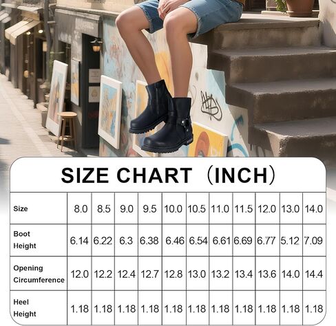 Men's Motorcycle Boot Black Riding Boots for Biker-Waterproof PU Leather Low Heels Zipper Fashion Casual Boots in Saudi Arabia
