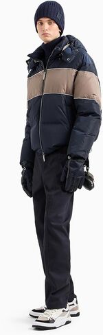 Armani Exchange Men's Zip-up Hooded Striped Puffer Jacket in Kuwait