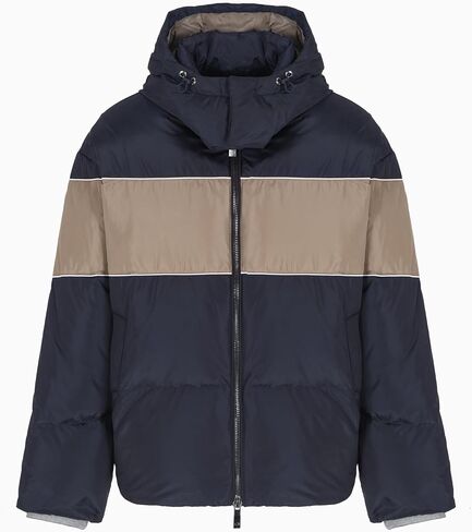 Armani Exchange Men's Zip-up Hooded Striped Puffer Jacket in Kuwait