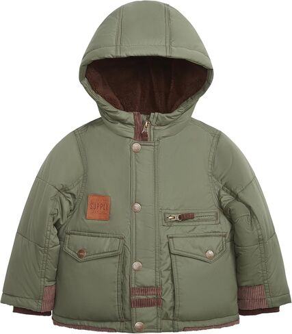 LONDON FOG Boys' Heavyweight Sherpa Lined Hooded Utility Winter Coat in Kuwait