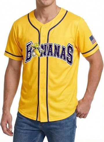 Baseball Button Up Shirt for Men Baseball Player T-Shirt Game Day Fans Jersey Quick-Dry Short Sleeve Tops in Kuwait