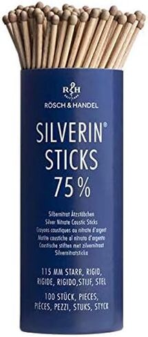 أعواد Rösch & Handel Silverin - تستخدم للتجلط الدموي - مع 75% نترات الفضة - علبة واحدة بها 100 عصي (صلبة 4,5 بوصة)، أزرق in Kuwait